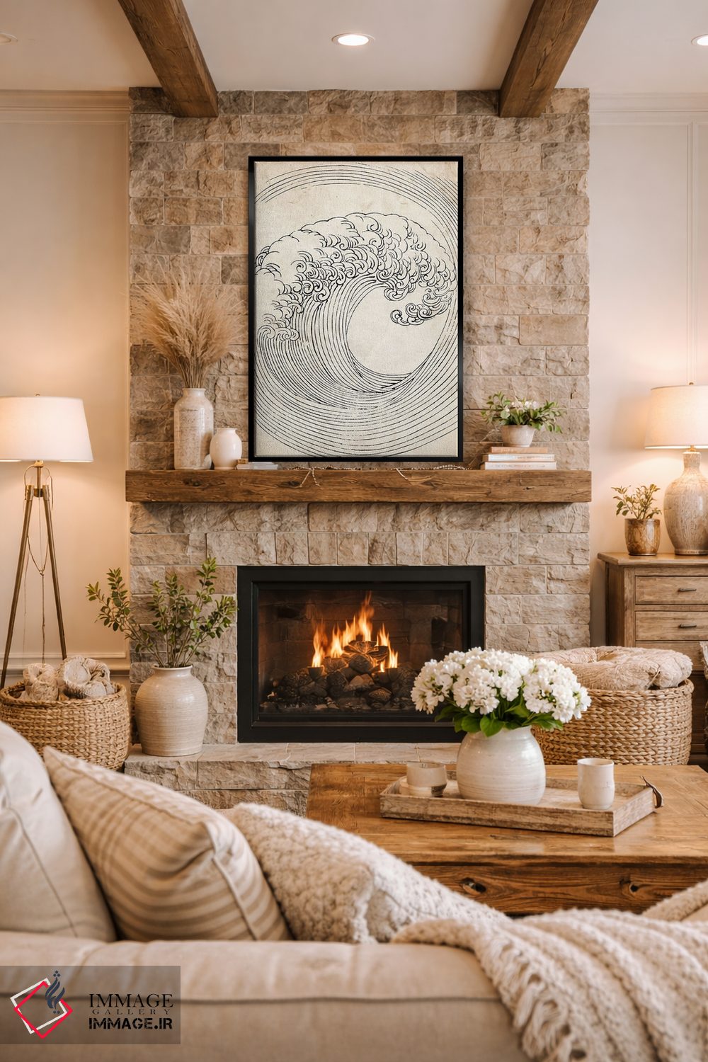 تابلو دکوراتیو طرح موج ذن کلاسیک اثر فیشرکرافت - D2B