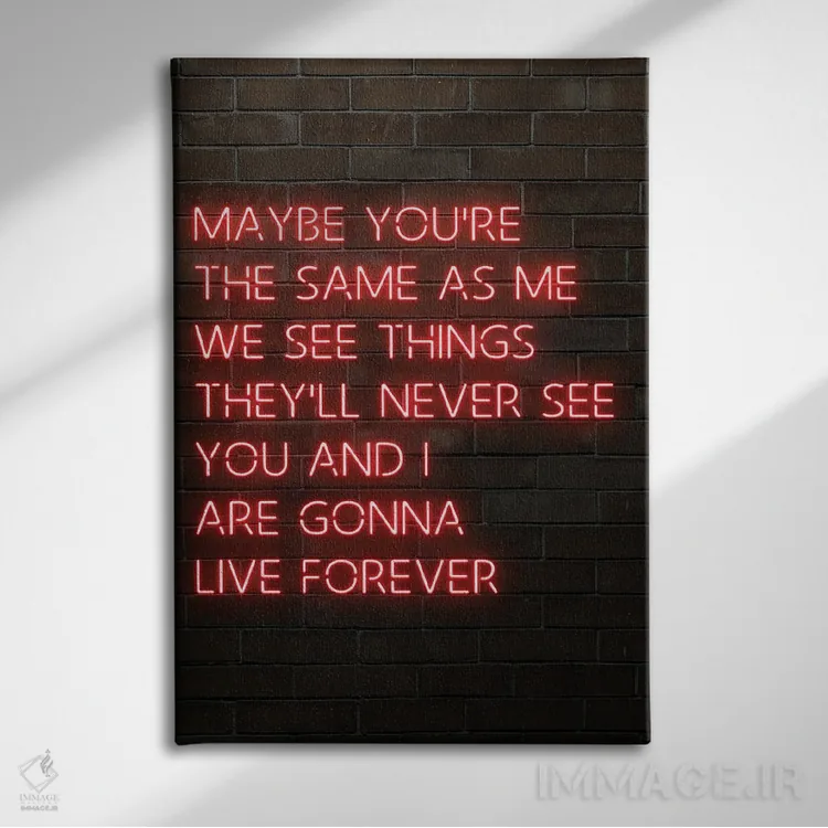 تابلو دکوراتیو اویسیس لایو فورور قرمز اثر فیشرکرافت - نمای روبهرو روی دیوار