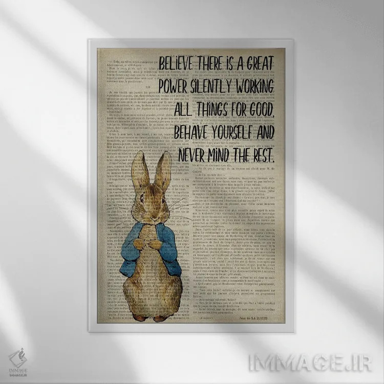 تابلو دکوراتیو پیتر خرگوشه: باور کن قدرت بزرگی وجود دارد اثر فیشرکرافت - نمای قابدار سفید