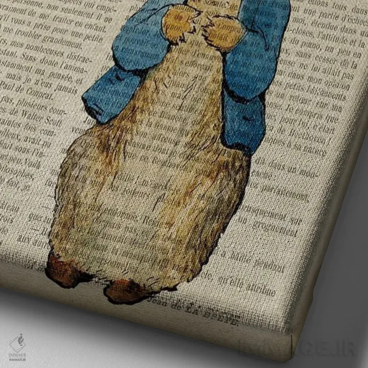 تابلو دکوراتیو پیتر خرگوشه: هیچ چیزی نمی تواند جلوی خوش گذرانی ما را بگیرد اثر فیشرکرافت - نمای نزدیک بافت بوم