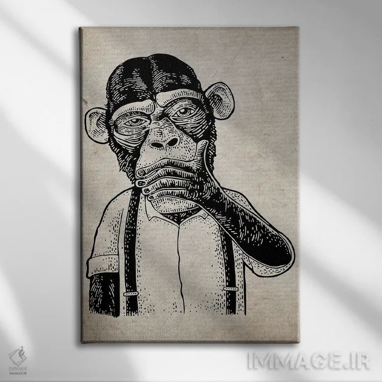 تابلو دکوراتیو شر نگو روی کاغذ قدیمی اثر فیشرکرافت - نمای روبهرو روی دیوار