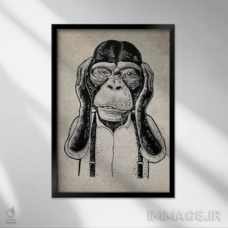 تابلو دکوراتیو شر نشنو روی کاغذ قدیمی اثر فیشرکرافت - نمای قابدار مشکی