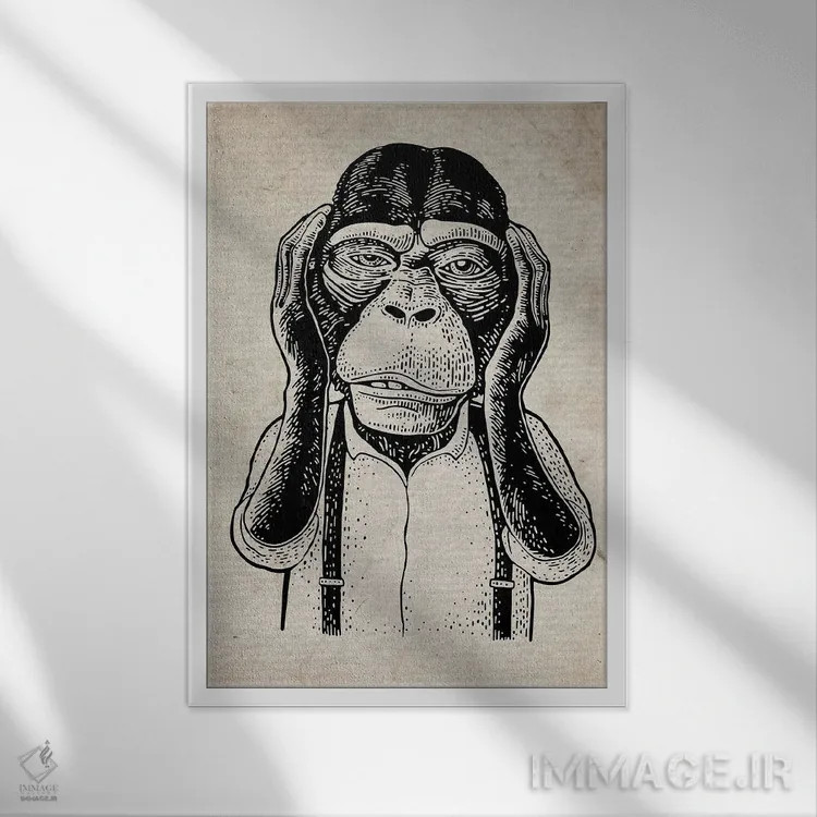 تابلو دکوراتیو شر نشنو روی کاغذ قدیمی اثر فیشرکرافت - نمای قابدار سفید