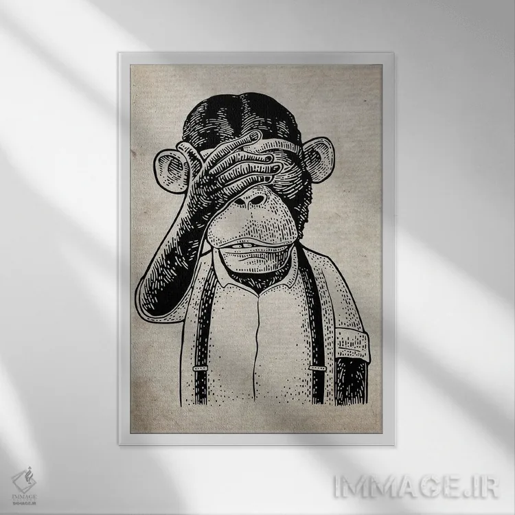 تابلو دکوراتیو شر نبین روی کاغذ قدیمی اثر فیشرکرافت - نمای قابدار سفید