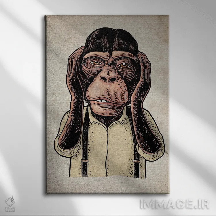 تابلو دکوراتیو شر نشنو رنگی روی کاغذ قدیمی اثر فیشرکرافت - نمای روبهرو روی دیوار