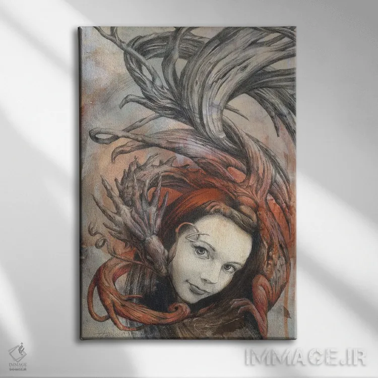 تابلو دکوراتیو اژدهای ارین اثر فیونا فرانسوا - نمای روبهرو روی دیوار