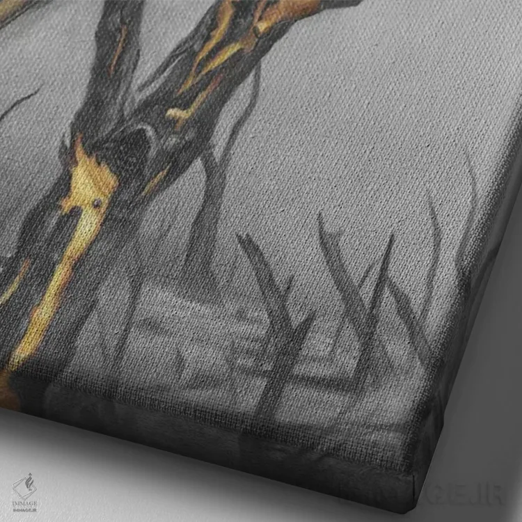 تابلو دکوراتیو کاکاتو سیاه اثر فیونا فرانسوا - نمای نزدیک بافت بوم