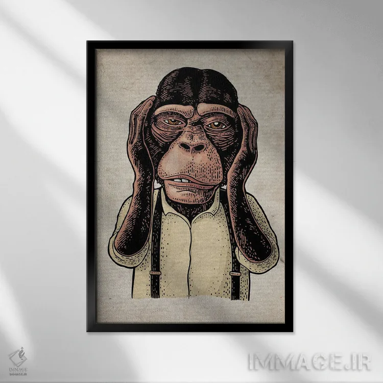 تابلو دکوراتیو شر نشنو رنگی روی کاغذ قدیمی اثر فیشرکرافت - نمای قابدار مشکی