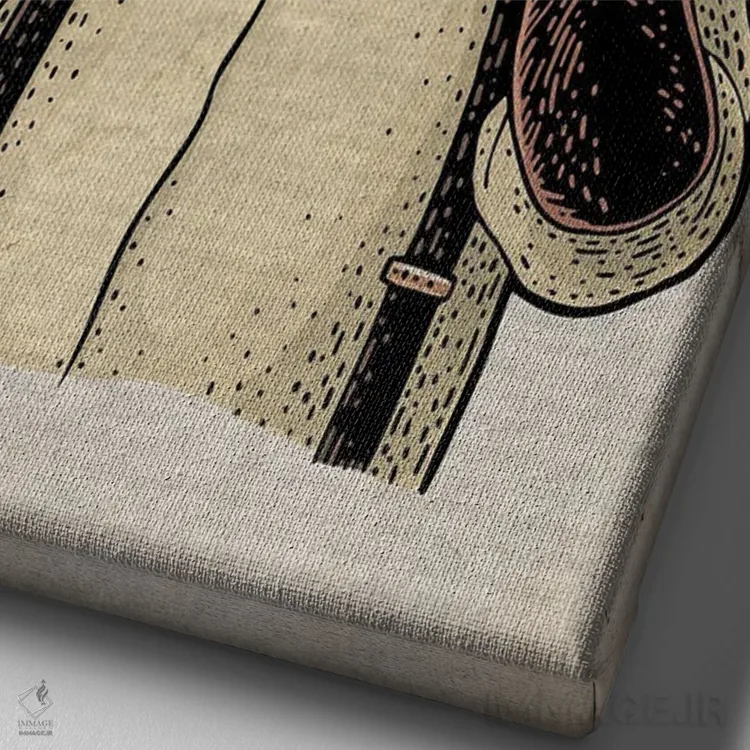 تابلو دکوراتیو شر نشنو رنگی روی کاغذ قدیمی اثر فیشرکرافت - نمای نزدیک بافت بوم