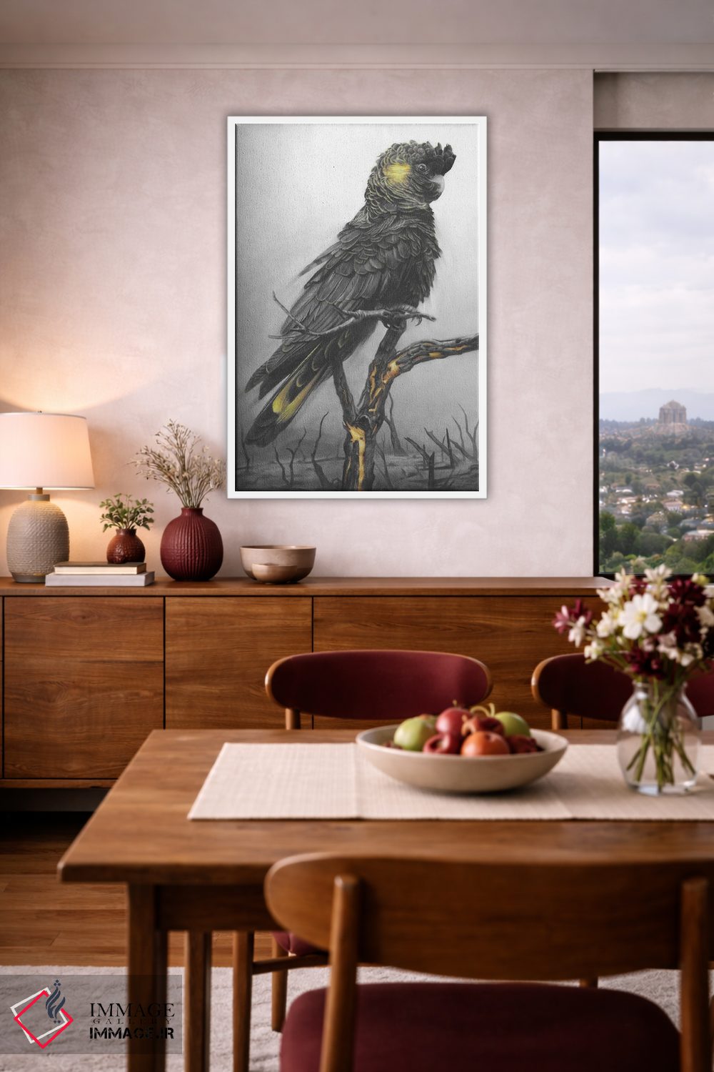 تابلو دکوراتیو کاکاتو سیاه اثر فیونا فرانسوا - D3W