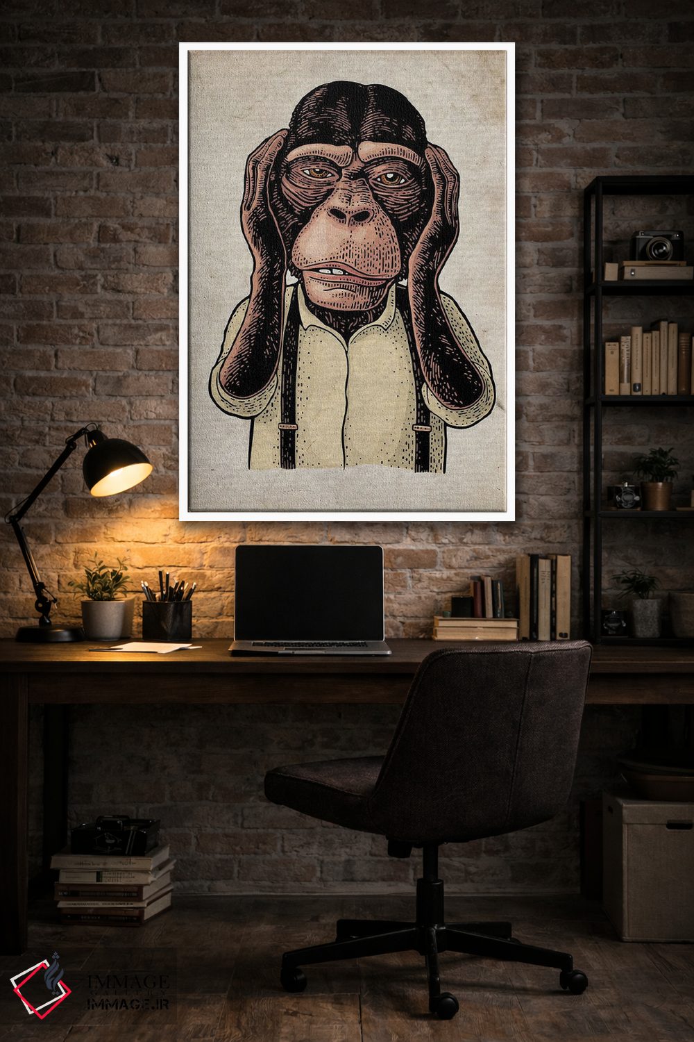 تابلو دکوراتیو شر نشنو رنگی روی کاغذ قدیمی اثر فیشرکرافت - D3W