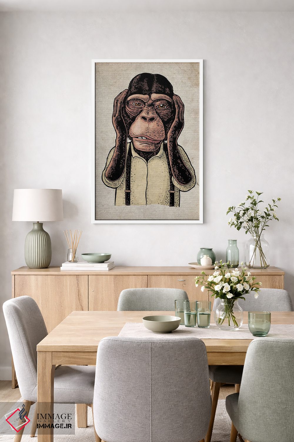 تابلو دکوراتیو شر نشنو رنگی روی کاغذ قدیمی اثر فیشرکرافت - D6W