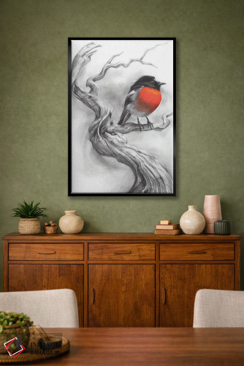 تابلو دکوراتیو سینه سرخ درخشان اثر فیونا فرانسوا - D1B