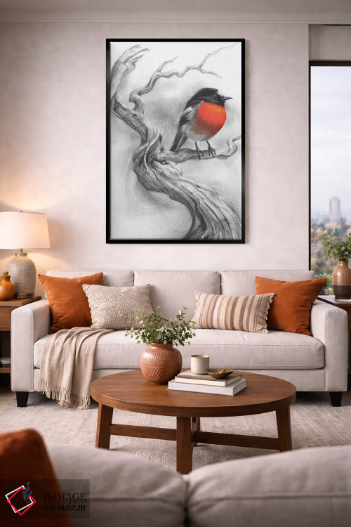 تابلو دکوراتیو سینه سرخ درخشان اثر فیونا فرانسوا - D2B