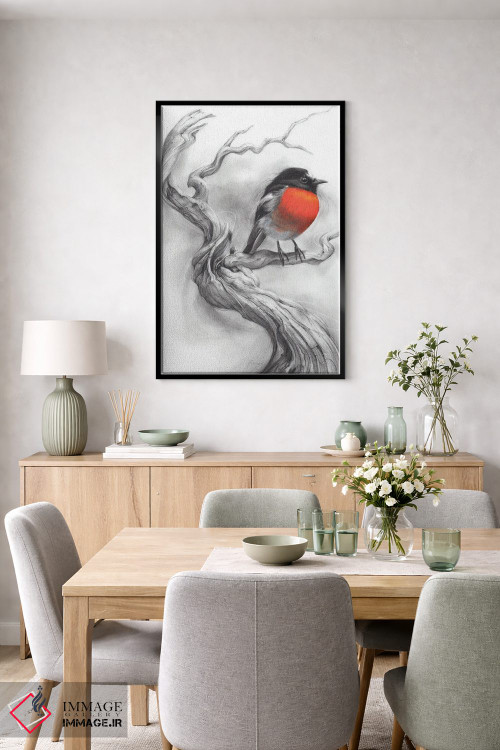 تابلو دکوراتیو سینه سرخ درخشان اثر فیونا فرانسوا - D6B