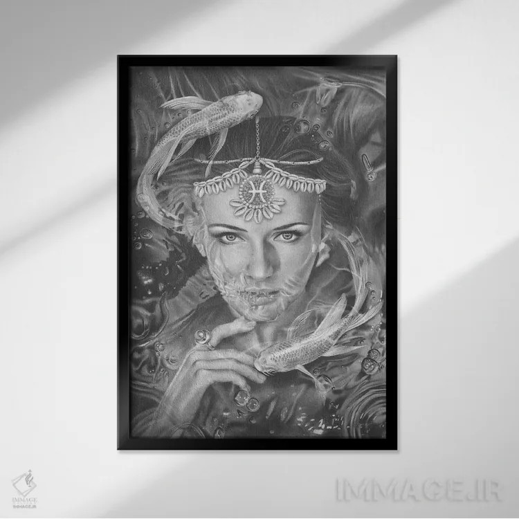 تابلو دکوراتیو منظومه زودیاک اثر فیونا فرانسوا - نمای قابدار مشکی