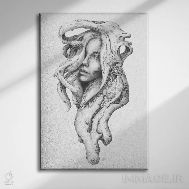 تابلو دکوراتیو روح های چوب شناور I اثر فیونا فرانسوا - نمای روبهرو روی دیوار