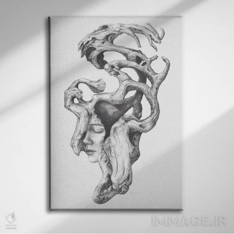 تابلو دکوراتیو روح های چوب شناور II اثر فیونا فرانسوا - نمای روبهرو روی دیوار