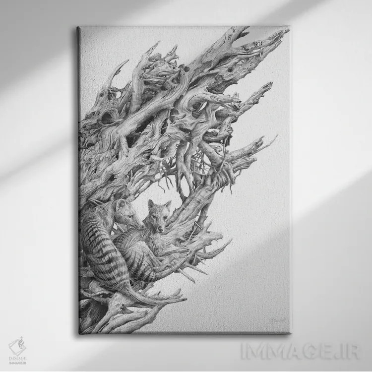 تابلو دکوراتیو تیلاسین چوب شناور اثر فیونا فرانسوا - نمای روبهرو روی دیوار