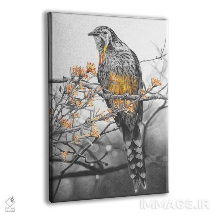 تابلو دکوراتیو پرنده زرآویز زرد اثر فیونا فرانسوا - نمای پرسپکتیو محصول