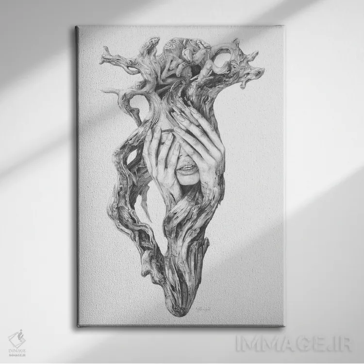 تابلو دکوراتیو روح های چوب شناور III اثر فیونا فرانسوا - نمای روبهرو روی دیوار