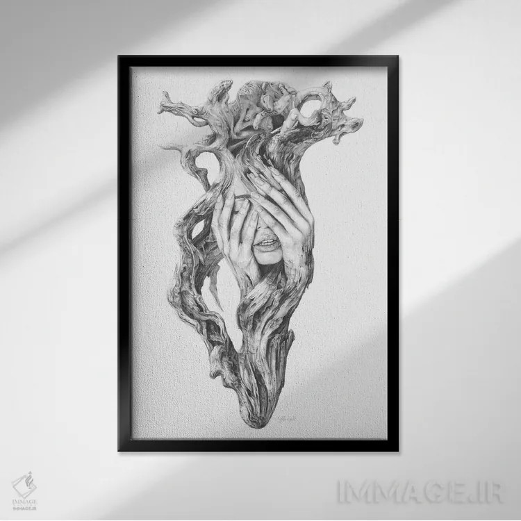 تابلو دکوراتیو روح های چوب شناور III اثر فیونا فرانسوا - نمای قابدار مشکی