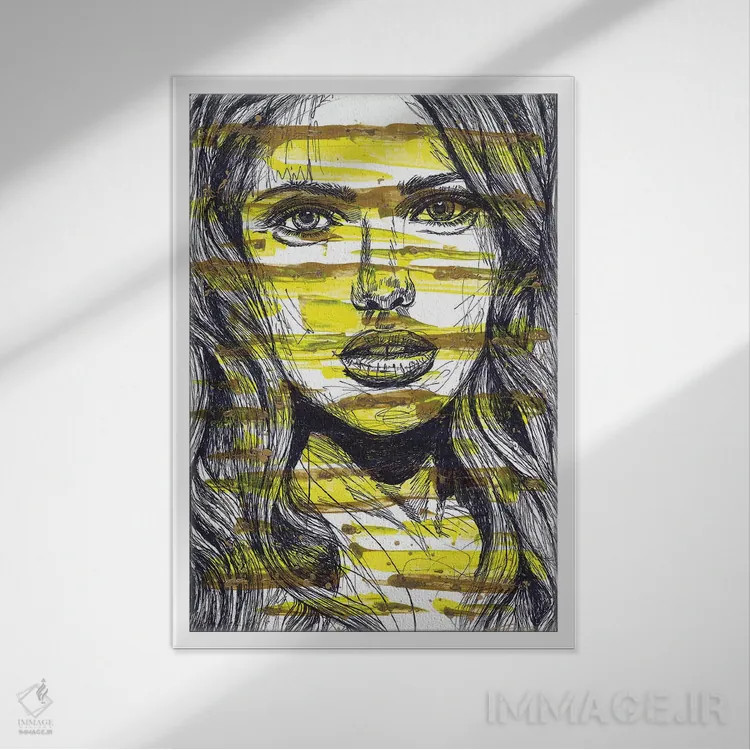 تابلو دکوراتیو در ستارگان شب تو را می بینم اثر فرانک باندا - نمای قابدار سفید