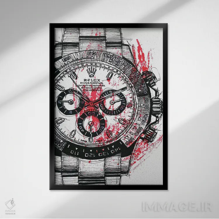 تابلو دکوراتیو کرونوگراف دیتونا اثر فرانک باندا - نمای قابدار مشکی