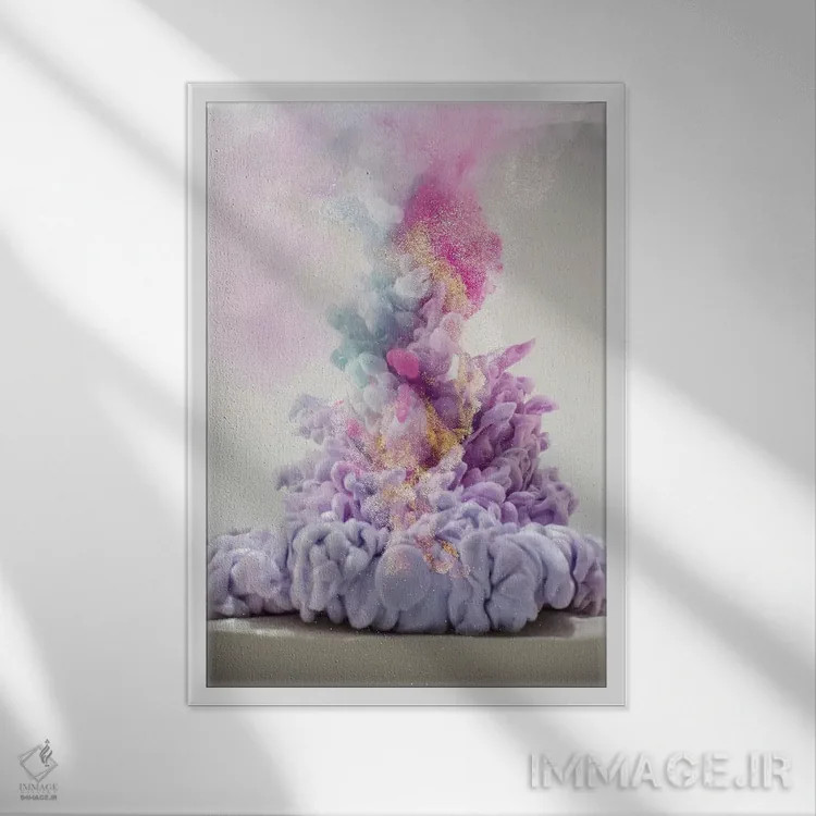 تابلو انتزاعی کهکشان نامنظم III شماره M0715 اثر فرانک باندا - نمای قابدار سفید