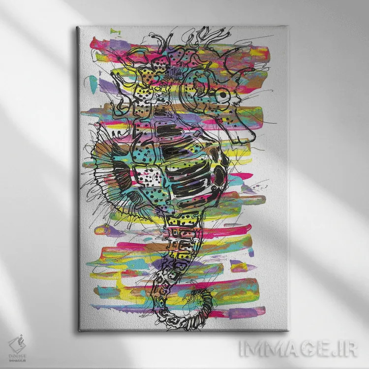 تابلو دکوراتیو اسب دریایی اثر فرانک باندا - نمای روبهرو روی دیوار