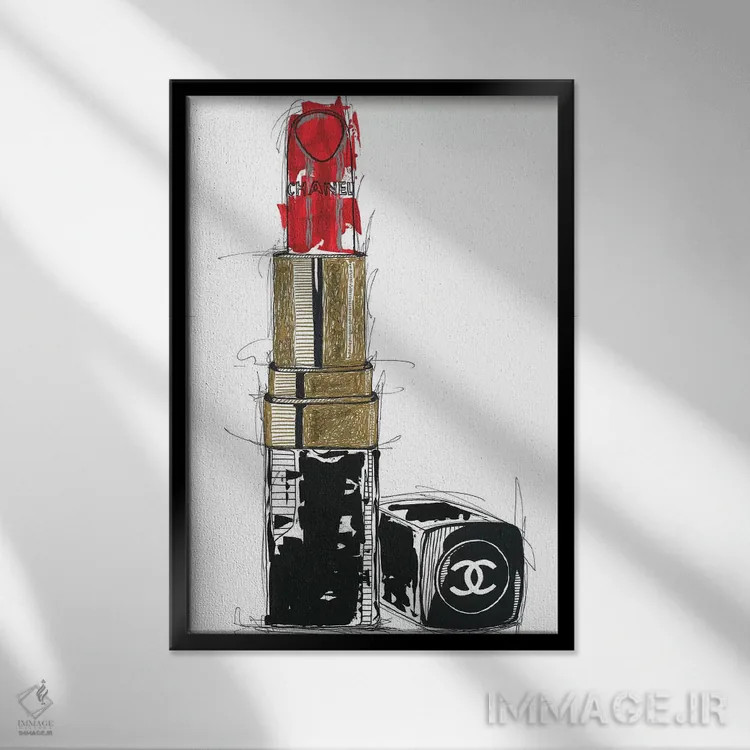 تابلو دکوراتیو شانل روژ اثر فرانک باندا - نمای قابدار مشکی