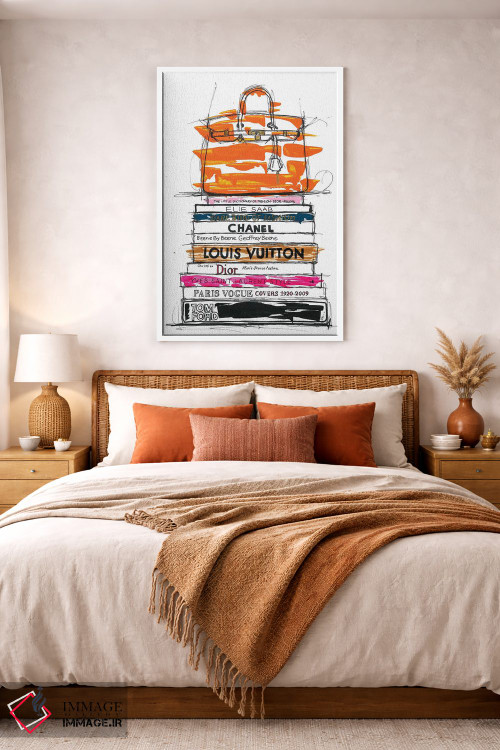 تابلو دکوراتیو کیف برکین و کتاب های مد اثر فرانک باندا - D3W