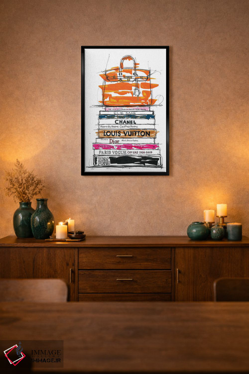 تابلو دکوراتیو کیف برکین و کتاب های مد اثر فرانک باندا - D2B