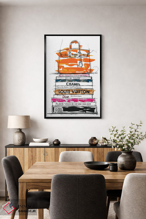 تابلو دکوراتیو کیف برکین و کتاب های مد اثر فرانک باندا - D5B