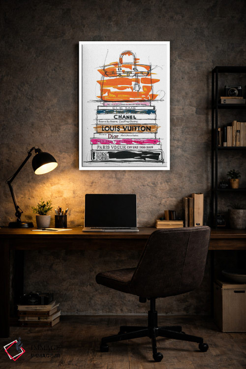 تابلو دکوراتیو کیف برکین و کتاب های مد اثر فرانک باندا - D6W