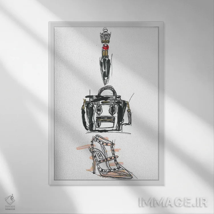 تابلو دکوراتیو ترکیب مد II اثر فرانک باندا - نمای قابدار سفید