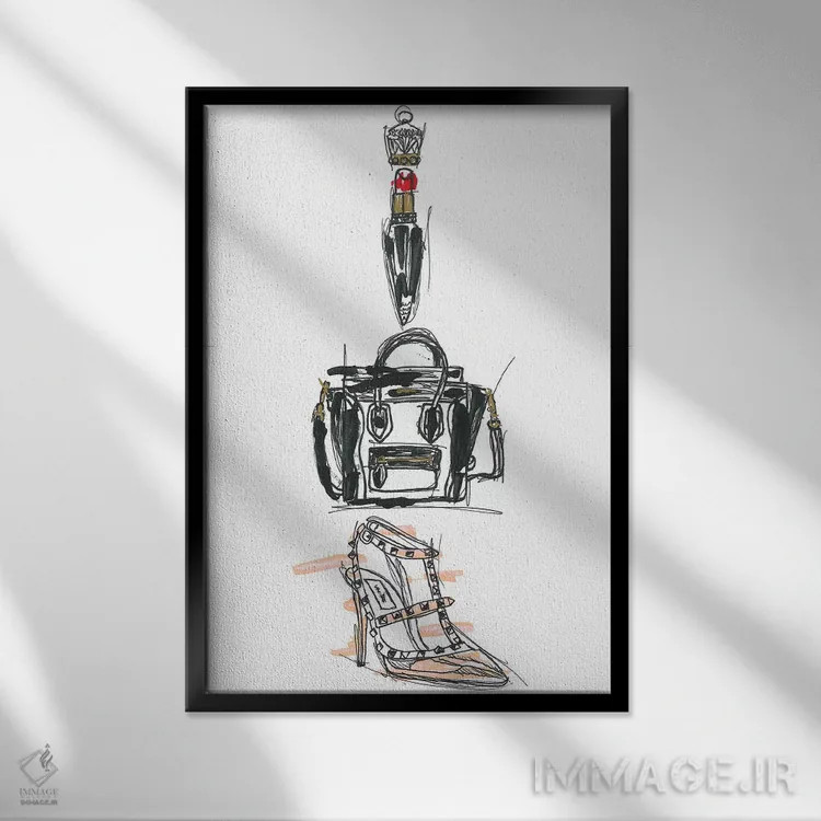 تابلو دکوراتیو ترکیب مد II اثر فرانک باندا - نمای قابدار مشکی