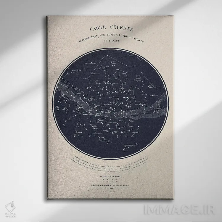 تابلو دکوراتیو نقشه آسمان I اثر فلوران بدار - نمای روبهرو روی دیوار