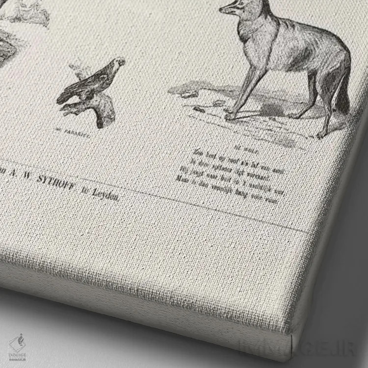 تابلو دکوراتیو جدول حیوانات اثر فلوران بدار - نمای نزدیک بافت بوم