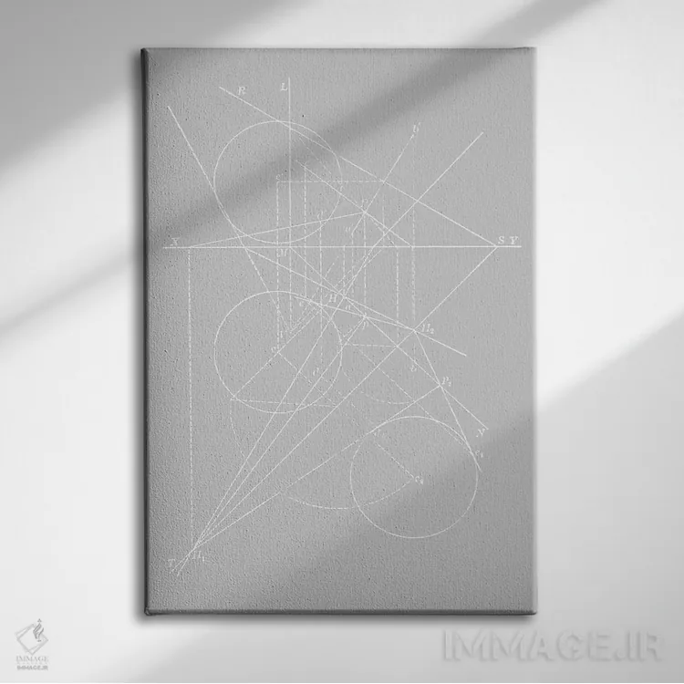 تابلو دکوراتیو قطب نماها روی رنگ خاکستری اثر فلوران بدار - نمای روبهرو روی دیوار