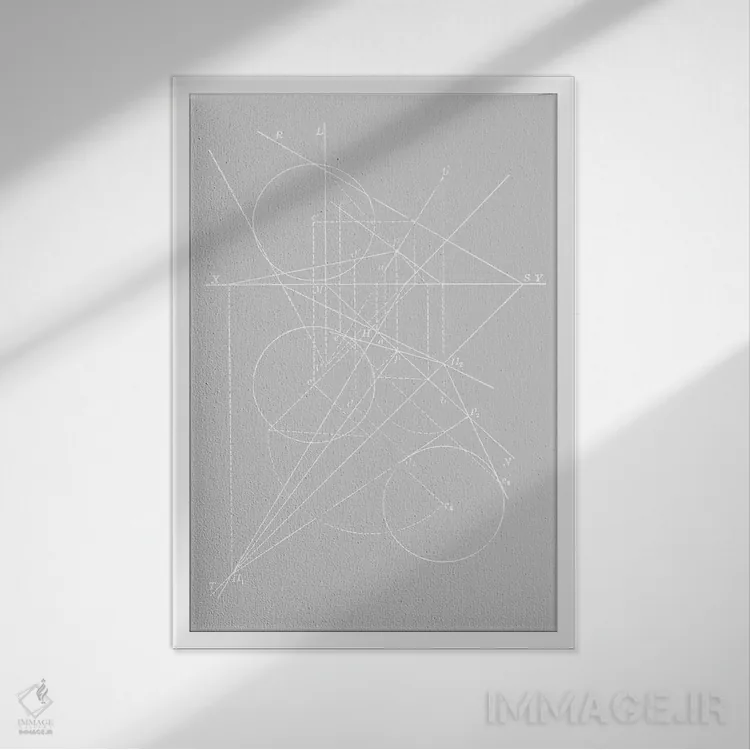 تابلو دکوراتیو قطب نماها روی رنگ خاکستری اثر فلوران بدار - نمای قابدار سفید