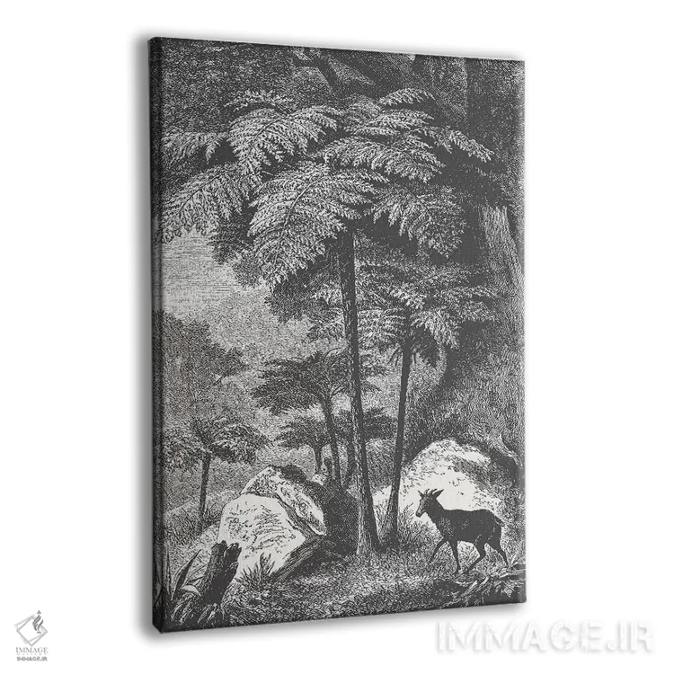 تابلو دکوراتیو گوزن و سرخس اثر فلوران بدار - نمای پرسپکتیو محصول