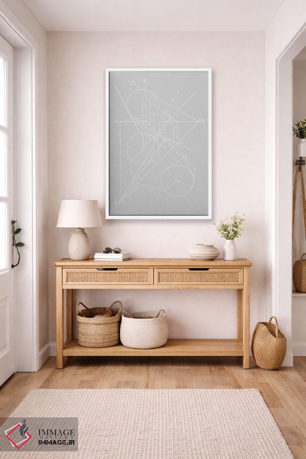 تابلو دکوراتیو قطب نماها روی رنگ خاکستری اثر فلوران بدار - D3W