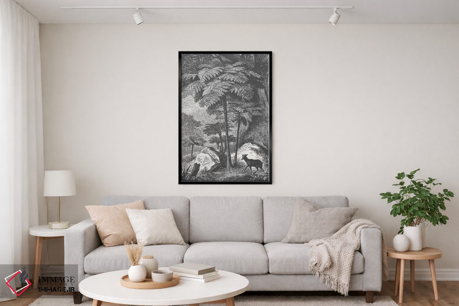 تابلو دکوراتیو گوزن و سرخس اثر فلوران بدار - D4B