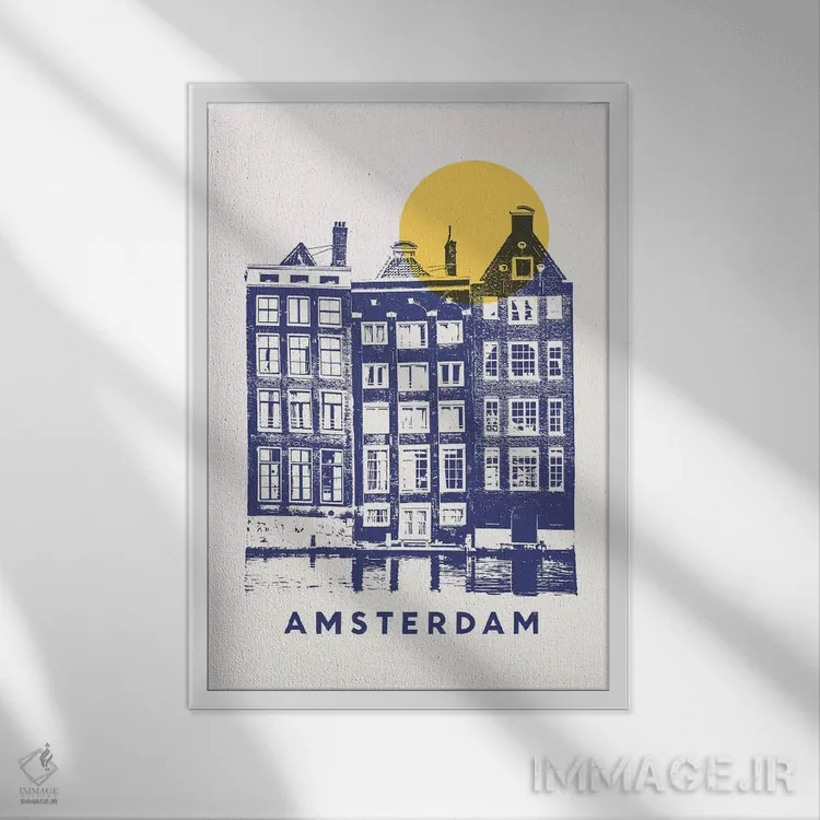 تابلو دکوراتیو آمستردام اثر فلوران بدار - نمای قابدار سفید