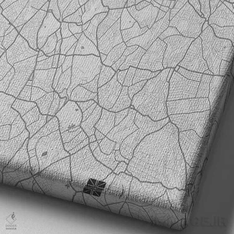 تابلو دکوراتیو نقشه لندن اثر فلوران بدار - نمای نزدیک بافت بوم