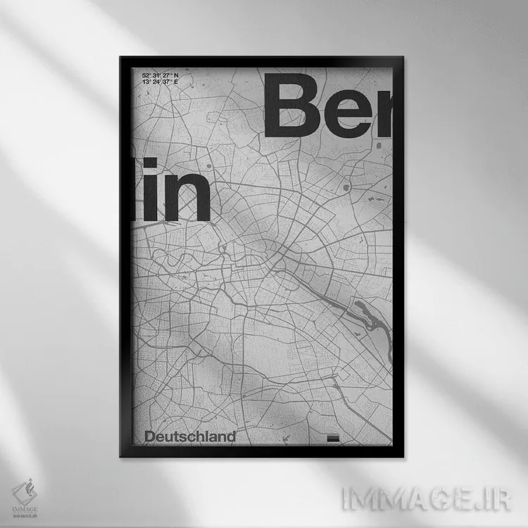 تابلو دکوراتیو نقشه برلین اثر فلوران بدار - نمای قابدار مشکی