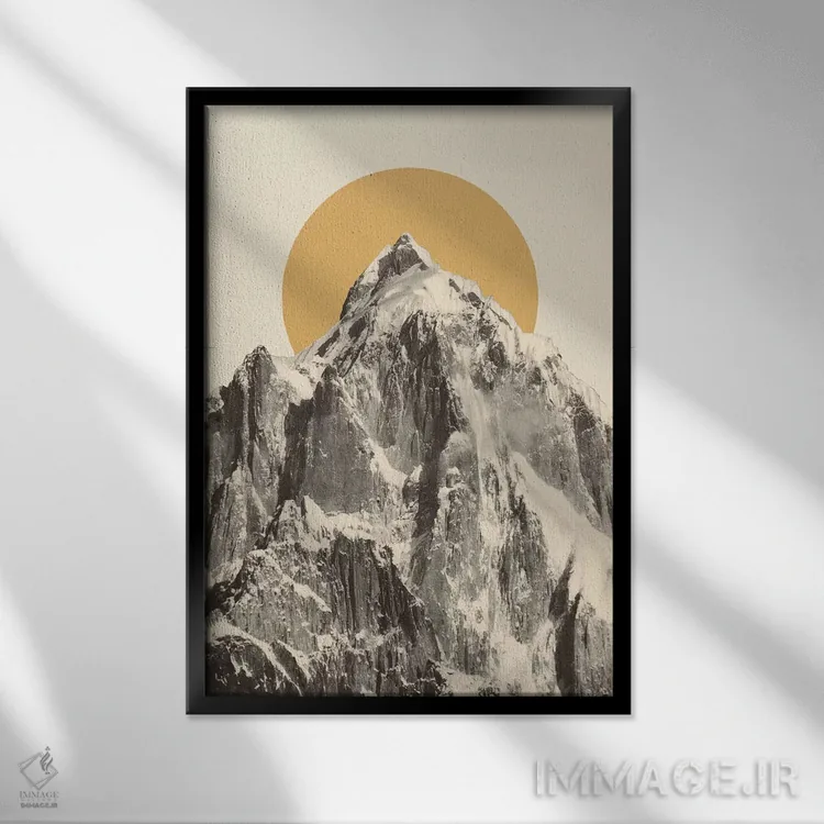 تابلو دکوراتیو چشم انداز کوهستانی ۵ اثر فلوران بدار - نمای قابدار مشکی