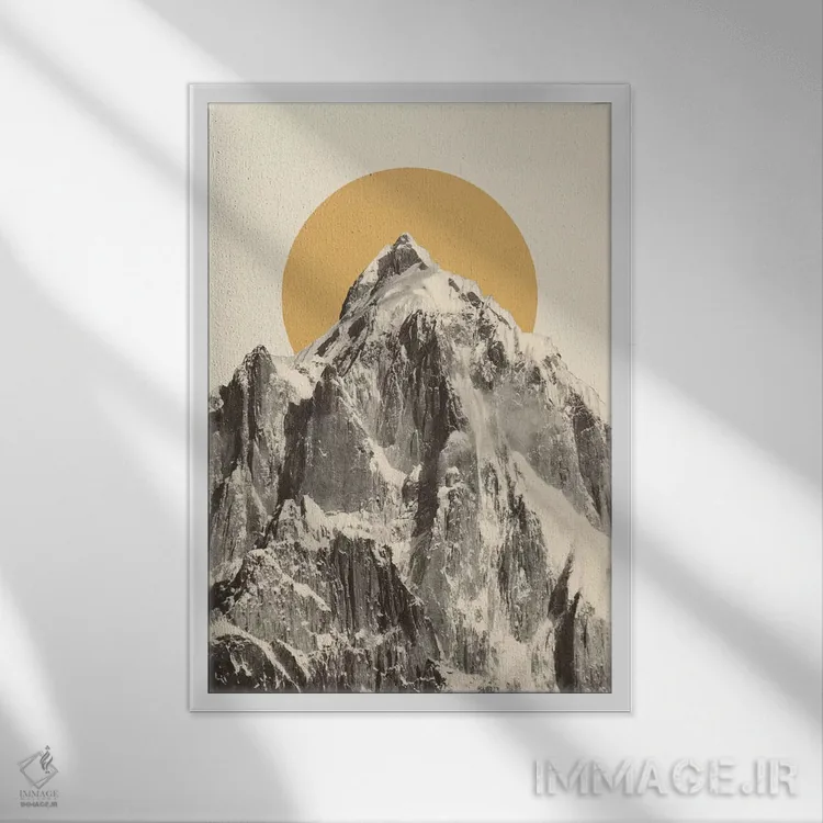 تابلو دکوراتیو چشم انداز کوهستانی ۵ اثر فلوران بدار - نمای قابدار سفید