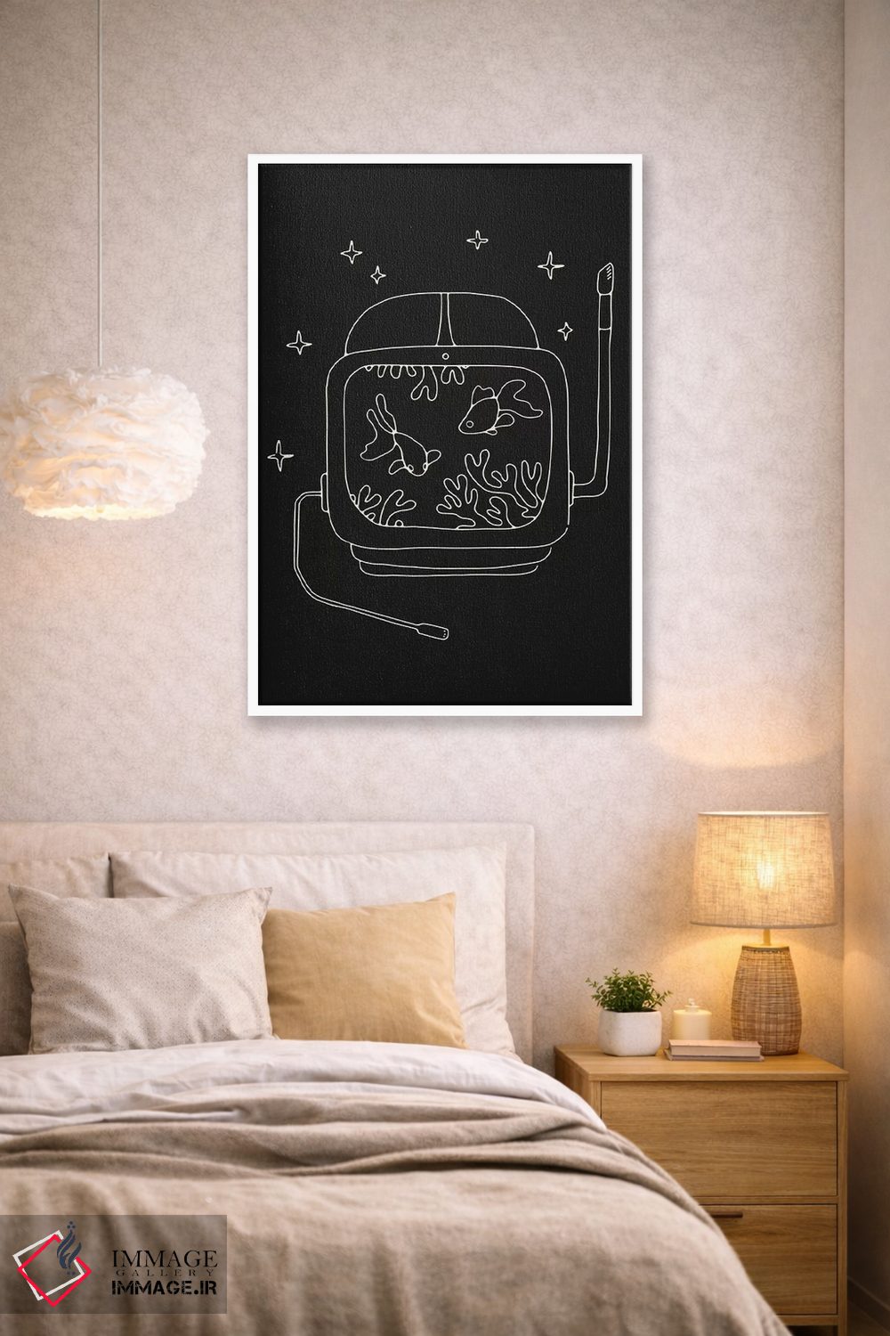 تابلو دکوراتیو فضانورد و ماهی ها اثر فلوران بدار - D1W